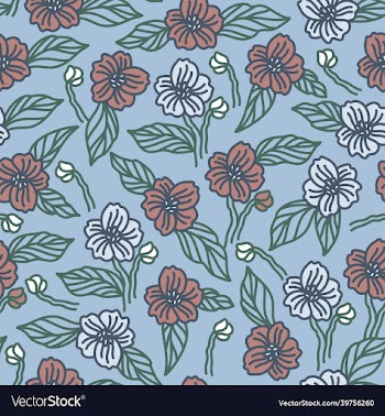seamless pattern design with blooming flowers