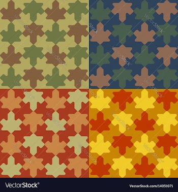 Seamless pattern leafs set in puzzle style vector image