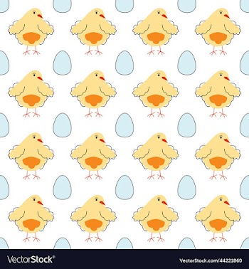 seamless pattern of alternating chickens and eggs