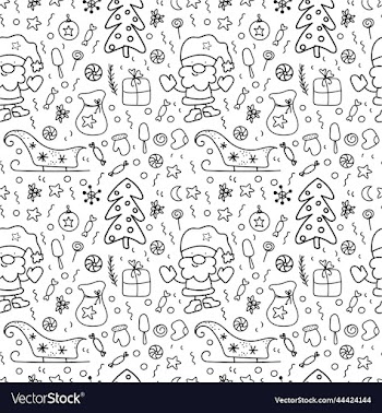 seamless pattern of christmas elements on a white