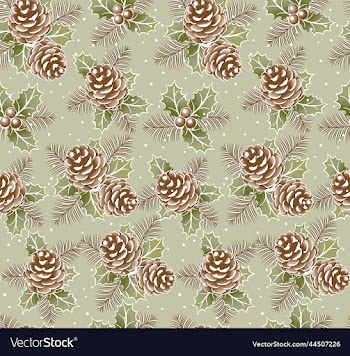 seamless pattern of christmas pine cone