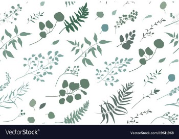 					Seamless pattern of eucalyptus palm fern leaves vector&nbsp;image														