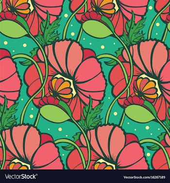 Seamless pattern of flowers and leaves of the vector image
