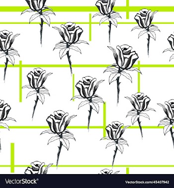 seamless pattern of garden rosebud in sketch