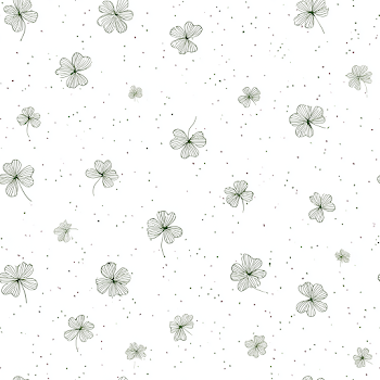 Seamless Pattern of Hand-Drawn Four-Leaf Clovers