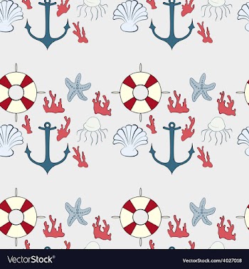 Seamless pattern of marine symbols vector image