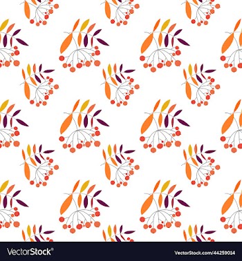 seamless pattern of mountain ash twigs