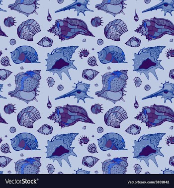  					Seamless pattern of Sea shells vector image														