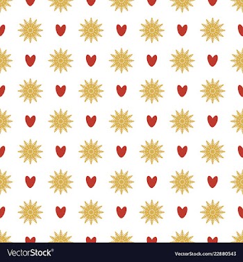 Seamless pattern of snowflakes and hearts vector image