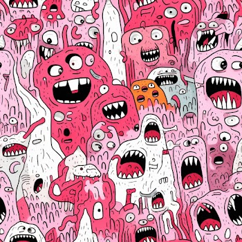 Seamless pattern of Unnerving Hyperdetailed Horror Sketch art