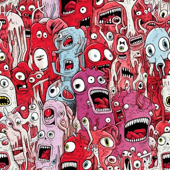 Seamless pattern of Unnerving Hyperdetailed Horror Sketch art