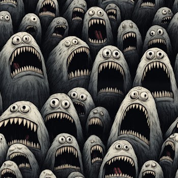 Seamless pattern of Unnerving Hyperdetailed Horror Sketch art