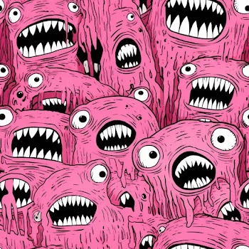 Seamless pattern of Unnerving Hyperdetailed Horror Sketch art