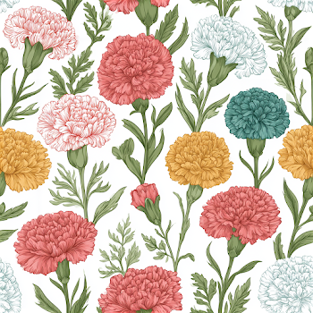 Seamless Pattern of Vibrant Carnations