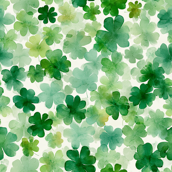 Seamless Pattern of Watercolor Four-Leaf Clovers