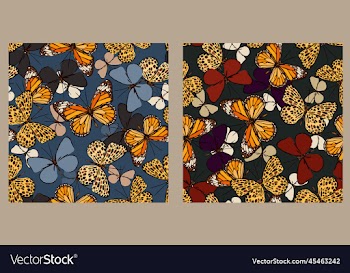 seamless pattern set with colorful butterflies
