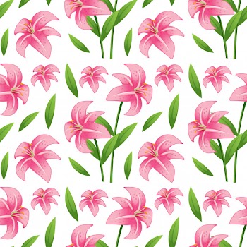Seamless pattern tile cartoon with lilly flower Free Vector