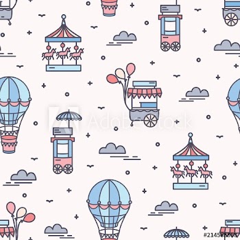 Seamless pattern with amusement park attractions