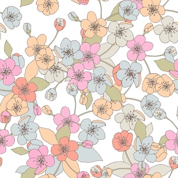 Seamless pattern with apple flowers.