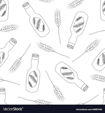 seamless pattern with beer bottle with wheat ears