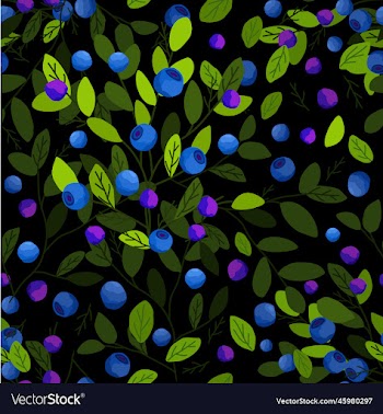 seamless pattern with bluberry with branches and