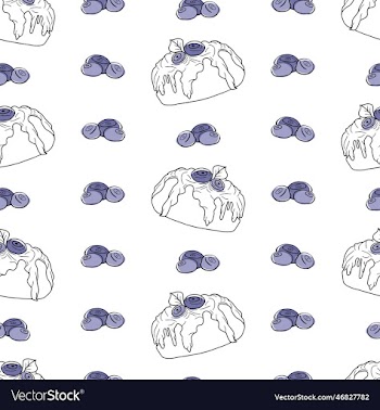 seamless pattern with blueberry dessert cake
