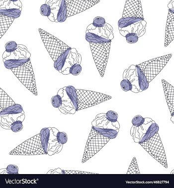 seamless pattern with blueberry dessert ice cream