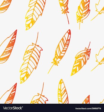 seamless pattern with boho style feathers hand