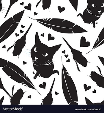 Seamless pattern with cats flowers and hearts vector image