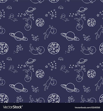  					Seamless pattern with cats in space vector image														
