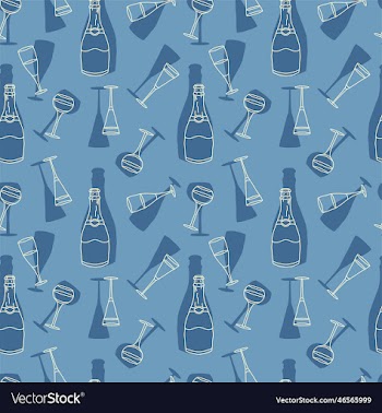 seamless pattern with champagne bottle and glasses