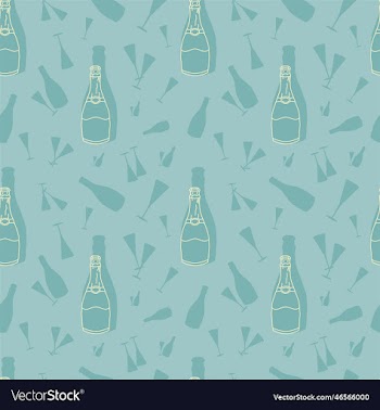 seamless pattern with champagne bottle and glasses