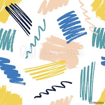 Seamless pattern with chaotic brush strokes and scribble on white background