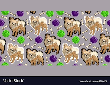 seamless pattern with chihuahua toys and bones