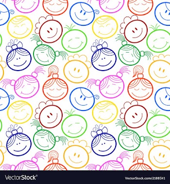 Seamless pattern with childrens faces vector image