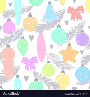 Seamless pattern with christmas ornaments vector image