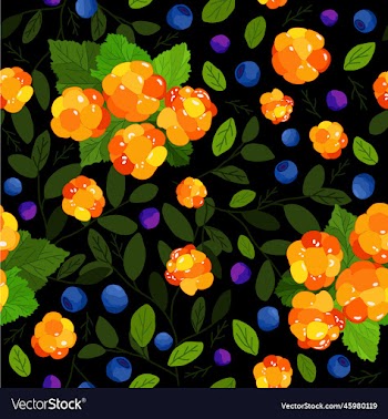 seamless pattern with cloudberry and bluberry