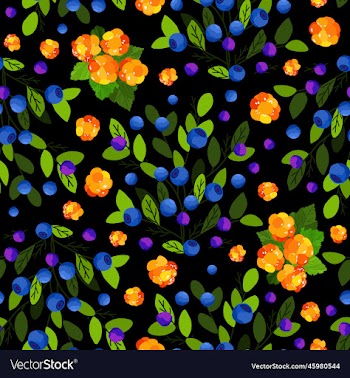seamless pattern with cloudberry and bluberry