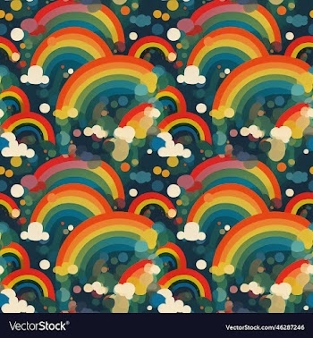 seamless pattern with clouds and rainbow