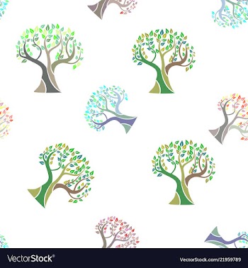Seamless pattern with colorful watercolor trees vector image