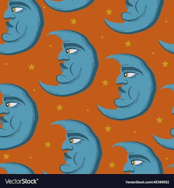 seamless pattern with crescent moons and stars