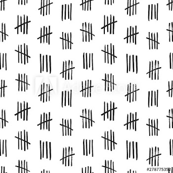 Seamless pattern with crossed out lines or tally marks on white background