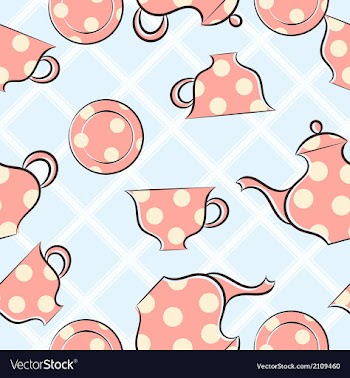 Seamless pattern with cups and teapot vector image