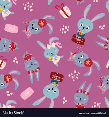 seamless pattern with cute rabbits