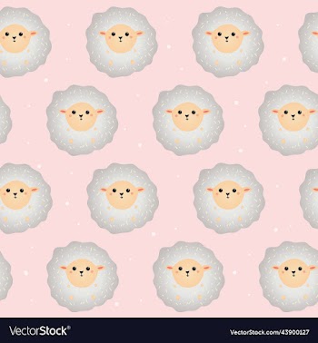 seamless pattern with cute sheep and lambs loop