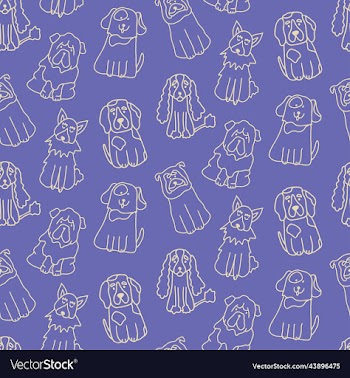 seamless pattern with different dog breeds