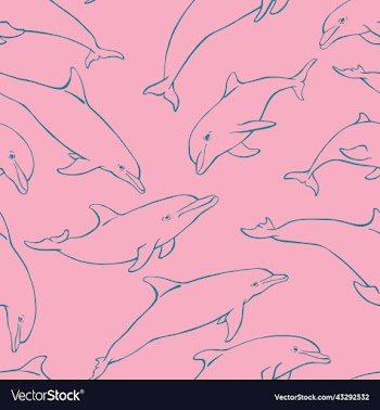 seamless pattern with dolphin hand drawn