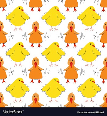 seamless pattern with ducklings and chickens
