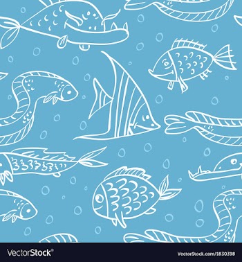Seamless pattern with fish in the sea vector image