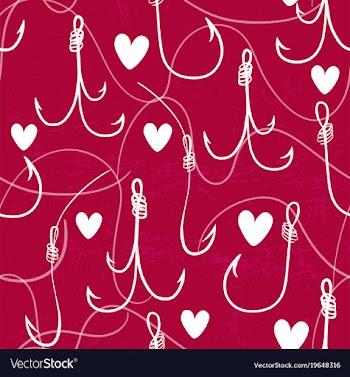 Seamless pattern with fishing hooks ink hand drawn vector image